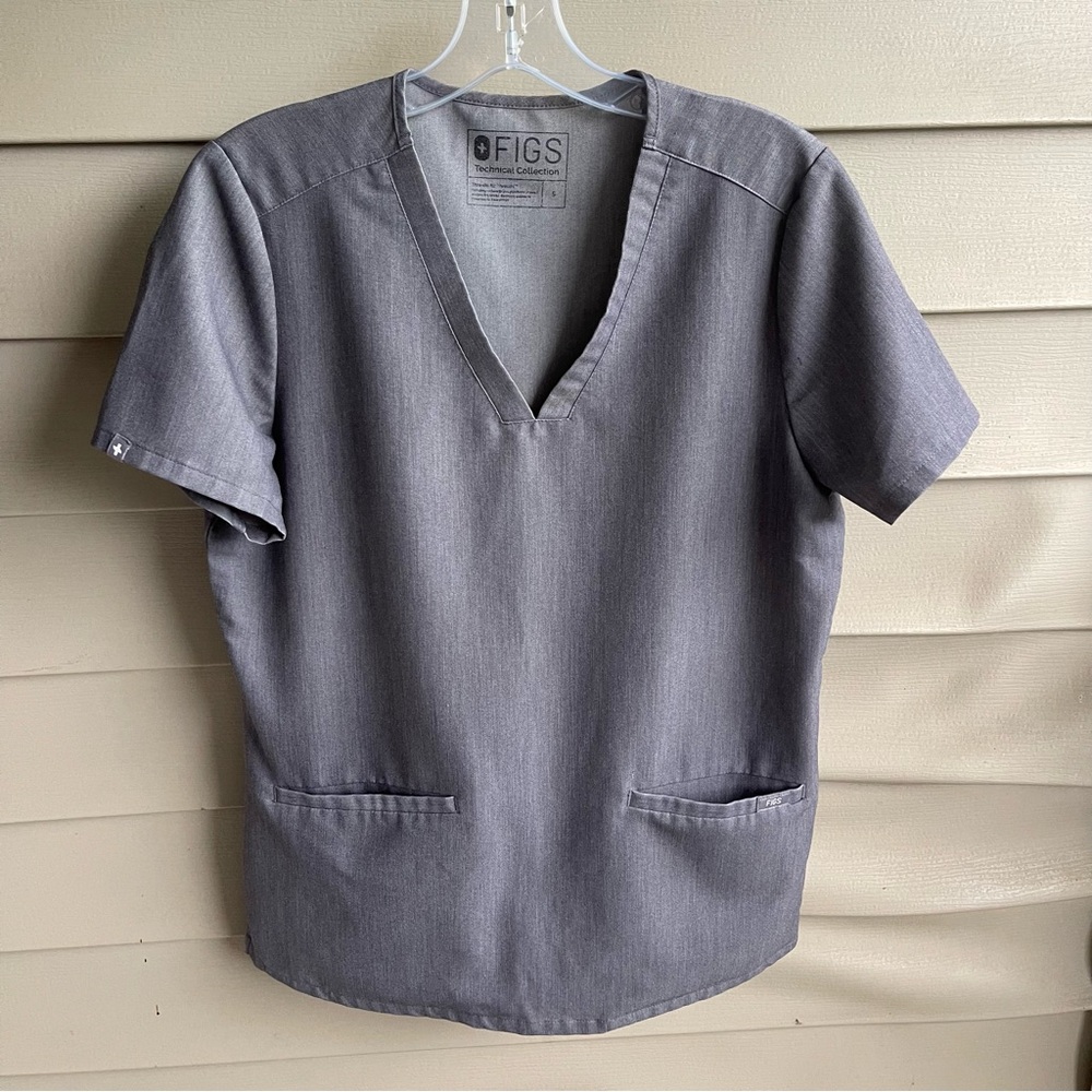 Figs Technical Collection Scrub Top Womens Small Grey FW1000 Career‎ Nurse